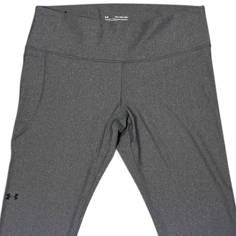 Under Armour UA Gray HeatGear Tech No-Slip Waistband Full Length Leggings NEW - Picture 5 of 14